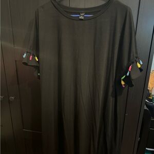 Black Mini Dress with Colorful Tassels